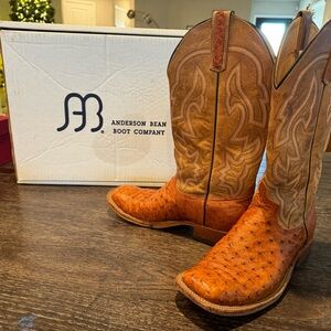 Anderson Bean Boot Company Brown Ostrich Cowboy Boots